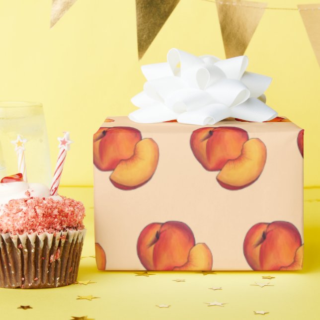 Juicy Ripe Summer Peach Georgia Peaches Fruit Wrapping Paper (Birthday Party)
