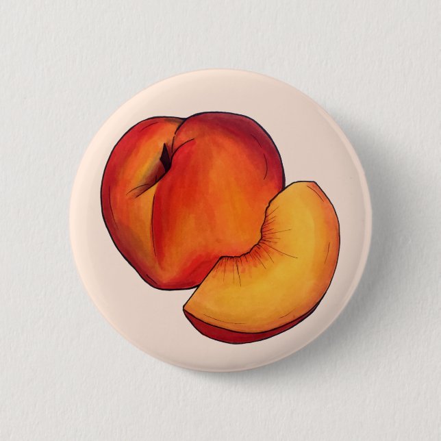 Juicy Ripe Summer Peach Peaches Stone Fruit 6 Cm Round Badge (Front)