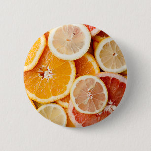 Juicy Sliced Citrus Fruits 6 Cm Round Badge