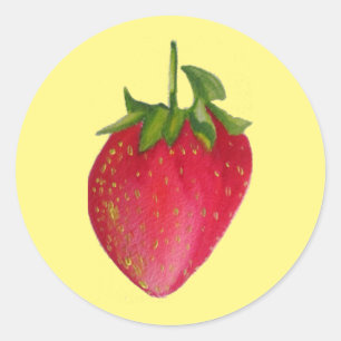 Juicy Strawberry fruit watercolour macro art Classic Round Sticker