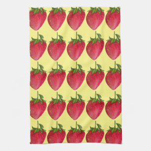 Juicy Strawberry fruit watercolour macro art Tea Towel