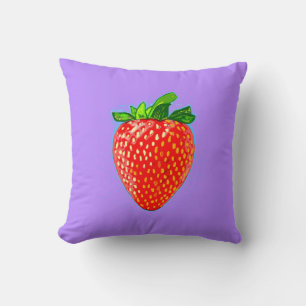 Juicy Strawberry in Pop Art Style  Cushion