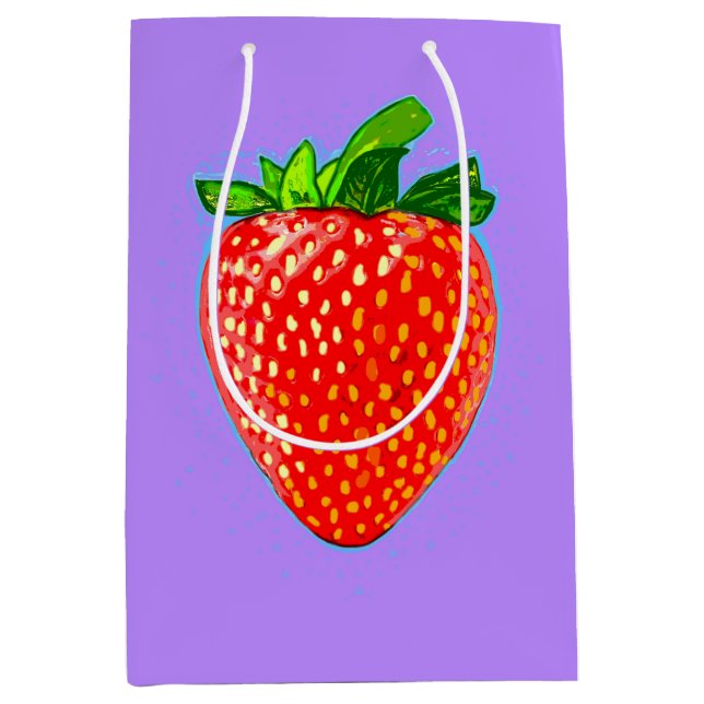Juicy Strawberry in Pop Art Style  Medium Gift Bag (Front)