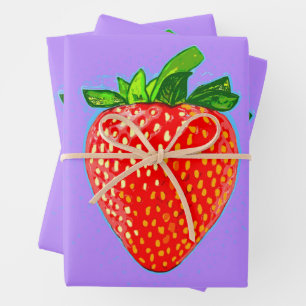 Juicy Strawberry in Pop Art Style Wrapping Paper Sheet