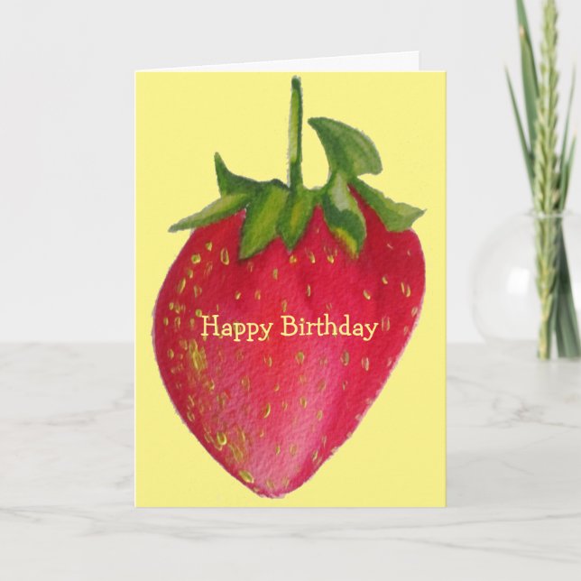 Juicy Strawberry retro fruit birthday macro art Card (Front)