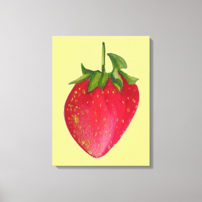 Juicy Strawberry watercolour macro fruit pop art Canvas Print (Front)
