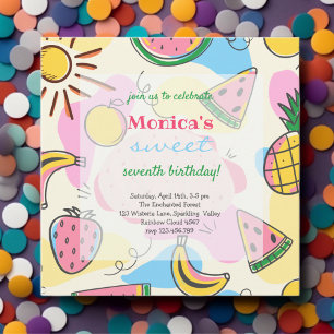Juicy summer fruits sweet  birthday invitation
