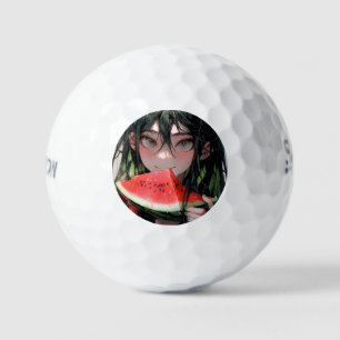 Juicy Summer Watermelon Anime Girl Golf Balls