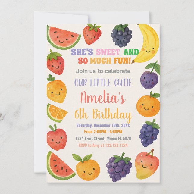 Juicy Tropical Birthday Invitation (Front)