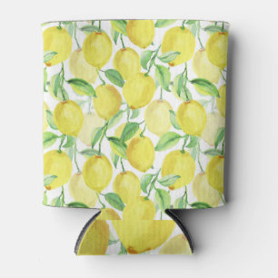 Juicy Watercolor: Vibrant Lemon Painting Can Cooler