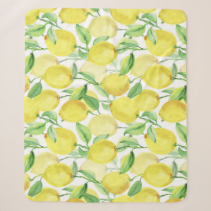 Juicy Watercolor: Vibrant Lemon Painting Sherpa Blanket
