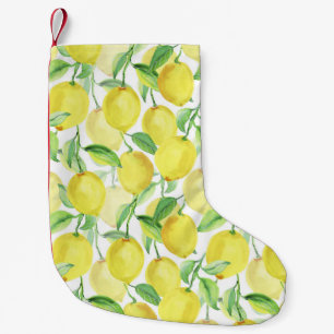 Juicy Watercolor: Vibrant Lemon Painting Small Christmas Stocking