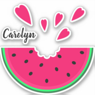 Juicy watermelon bite with hearts, your name