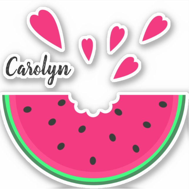 Juicy watermelon bite with hearts, your name (Front)