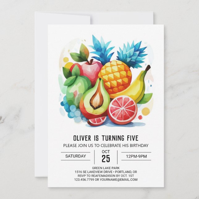 Juicy Watermelon Online Fruits Birthday Invitation (Front)