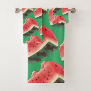 Juicy Watermelon Pattern: Summer Fruit Design Bath Towel Set