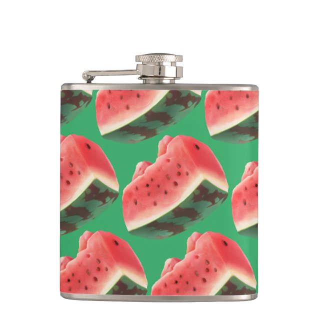 Juicy Watermelon Pattern: Summer Fruit Design Hip Flask (Front)