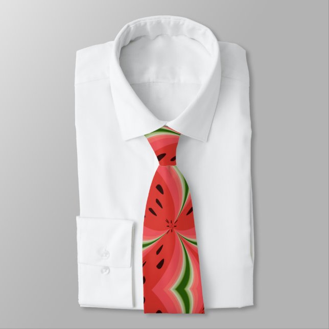 Juicy Watermelon Seeds Colours Repeating Pattern Tie (Tied)