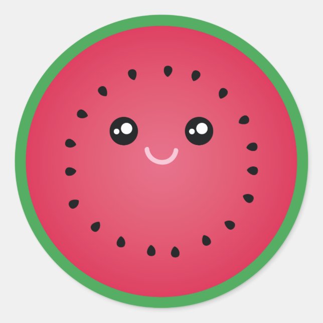 Juicy Watermelon Slice Cute Kawaii Funny Foodie Classic Round Sticker (Front)