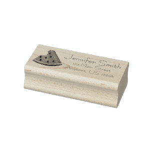 Juicy Watermelon Slice Fruit Personalised Address Rubber Stamp