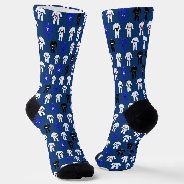 Jujitsu Jiu Jitsu Gi Pattern Martial Arts Socks (Angled)