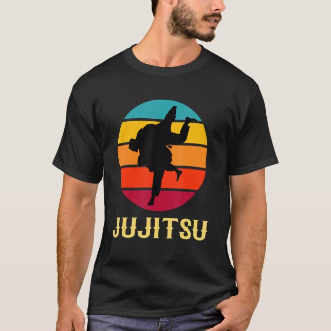Jujitsu Vintage Sunset  Martial Arts Style T-Shirt (Front)