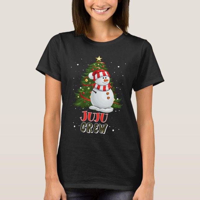 Juju Crew Snowman in Snow Matching Family Christma T-Shirt (Front)