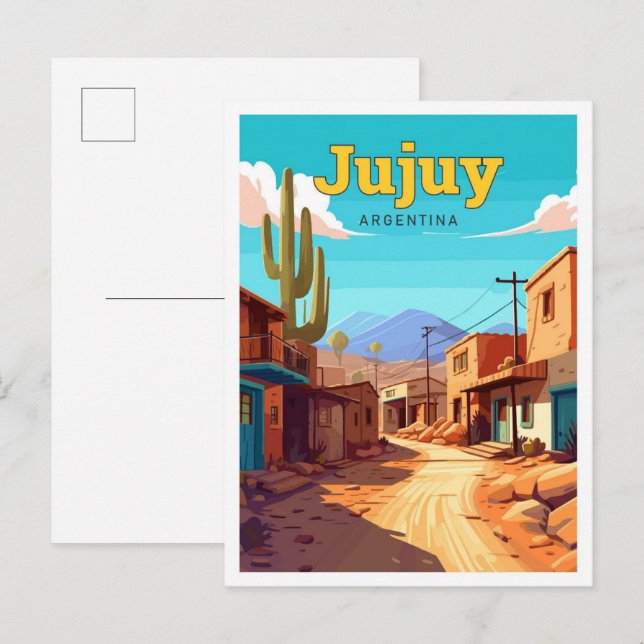 Jujuy Argentina Travel Vintage Illustration Postcard (Front/Back)