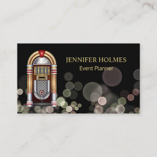 Jukebox Bokeh Light Event Planner Black Business Card
