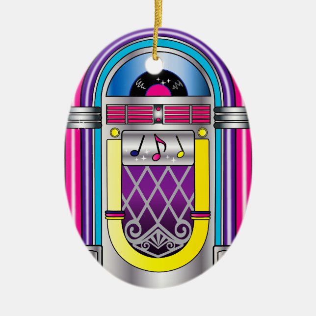 Jukebox Ceramic Tree Decoration (Front)