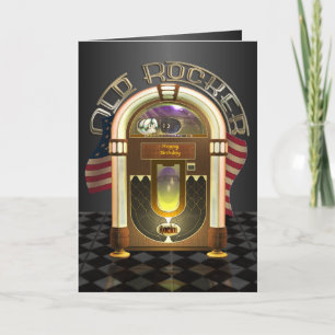 Jukebox Old Rocker Customizable Greetings Card