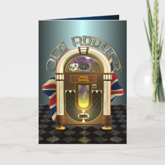 Jukebox Old Rocker UK Customisable Greetings Card