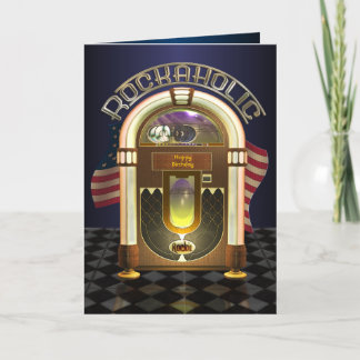 Jukebox Rockaholic Customisable Greetings Card