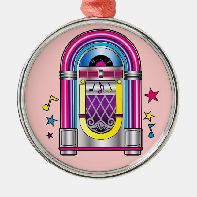 Jukebox with Stars and Notes Metal Tree Decoration (Front)