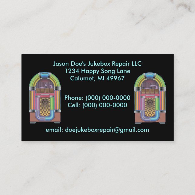 Jukeboxes Jukebox ~ Retro Style Business Card (Front)