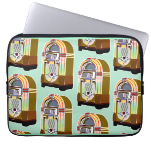 Jukeboxes Retro Mint Fun Art Pattern Swanky Laptop Sleeve