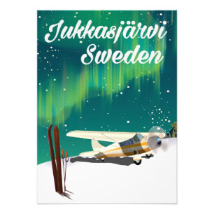 Jukkasjärvi Sweden Northern lights vacation poste Photo Print