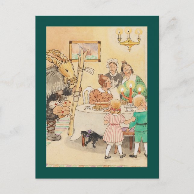 Jul Goat at the Christmas Table Holiday Postcard (Front)