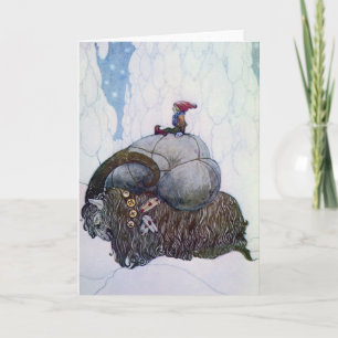 Julbocken Riding Yule Goat Holiday Card