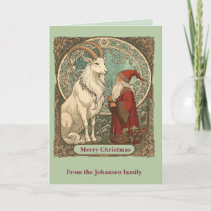Julbocken Yule Goat And Jultomten Scandinavian Card
