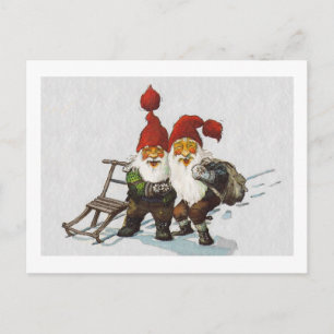 Julenisse Friends Sledding Postcard