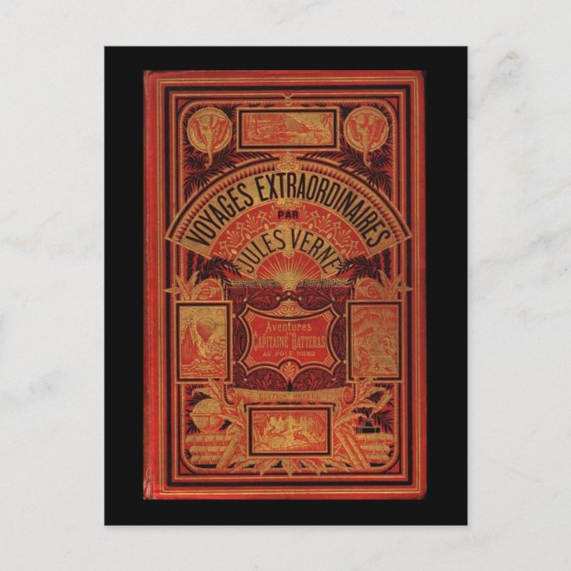 Jules Verne Extraordinary Voyages Book Cover Postcard (Front)
