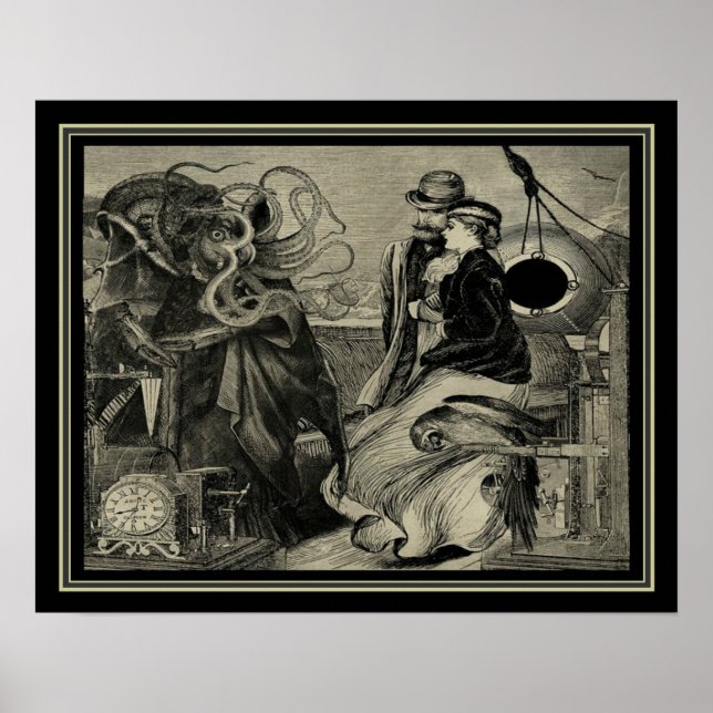 Jules Verne Victorian Steampunk Illustration 16x20 Poster (Front)