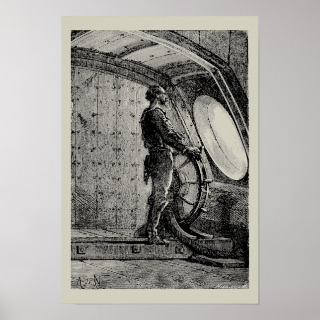 Jules Verne's Captain Nemo Steering The Nautilus Poster (Front)
