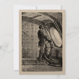 Jules Verne's Captain Nemo Steering The Nautilus Thank You Card