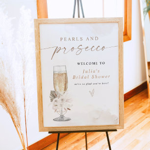 JULIA Boho Floral Pearls & Prosecco Bridal Shower Poster