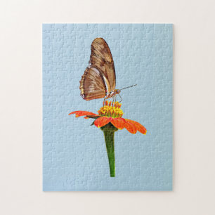 Julia Butterfly on Zinnia Jigsaw Puzzle