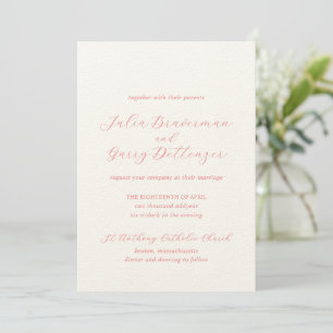 Julia Coral Traditional Elegant Wedding Invitation