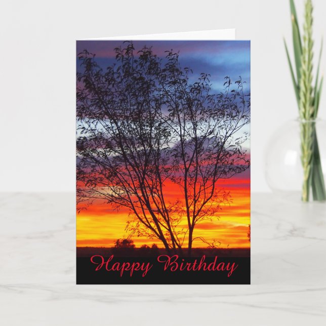 Julia Creek sunset silhouette blank birthday card (Front)