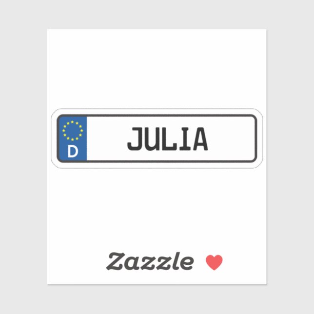 Julia German Car License Plate (Sheet)